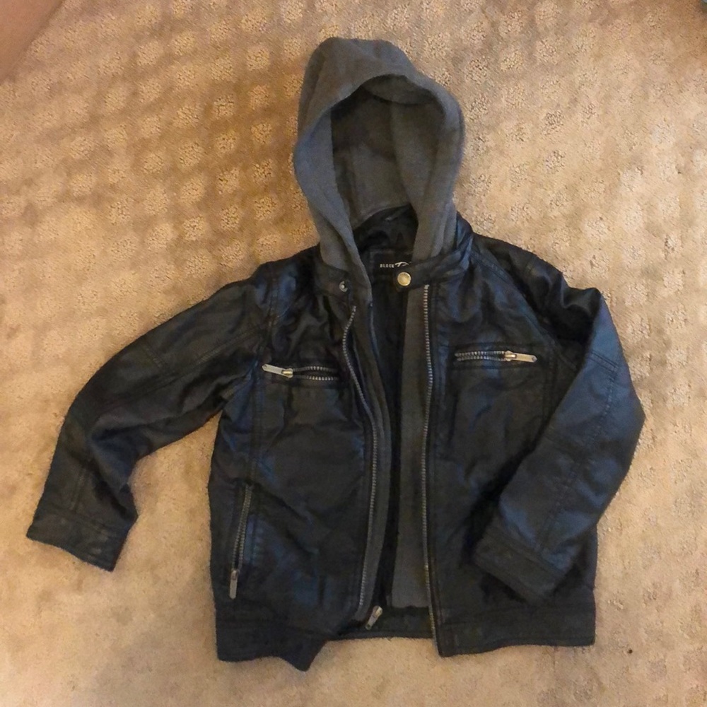 Faux leather hooded jacket